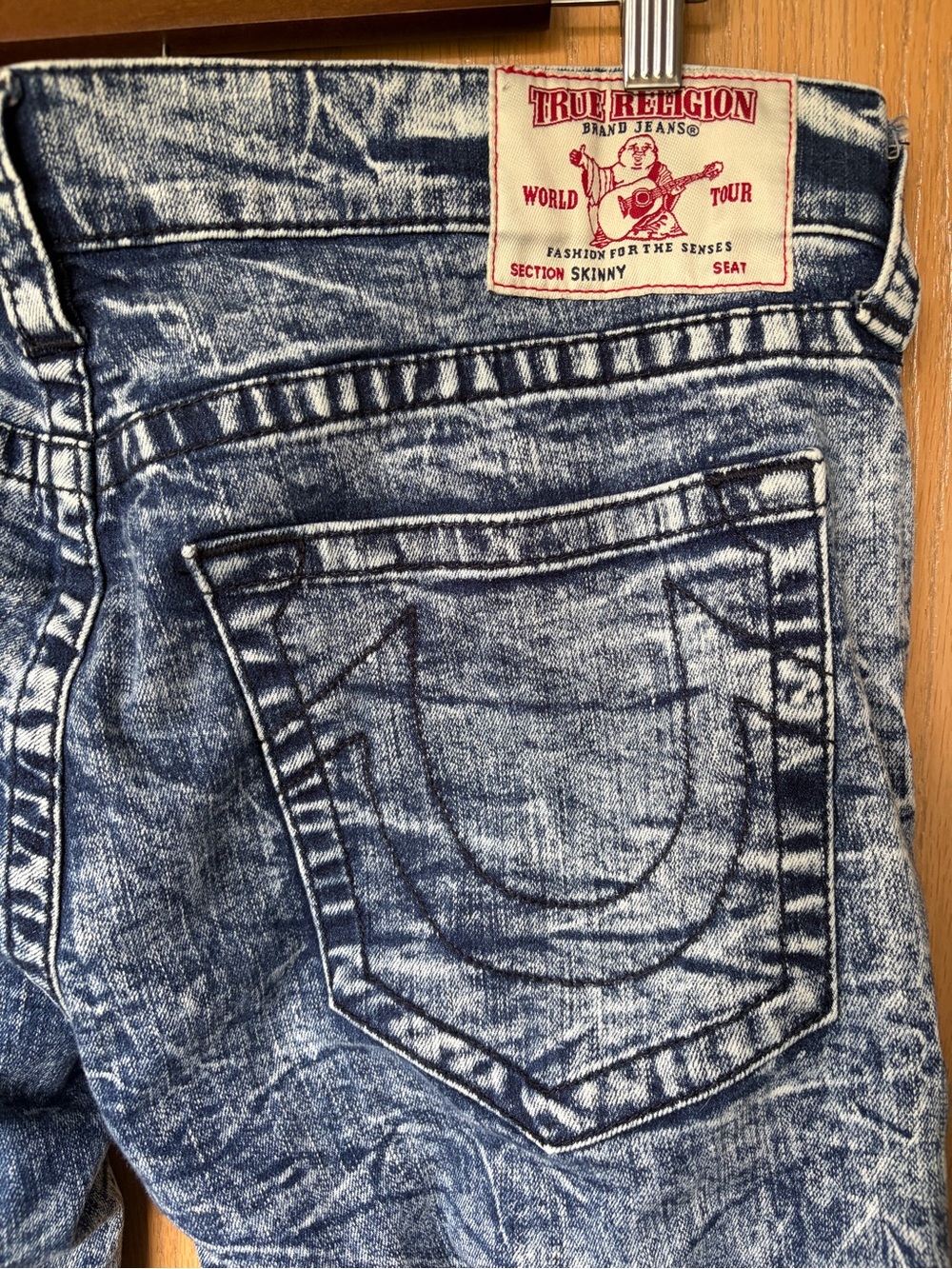 True Religion Men's Distressed Light Blue Skinny Jeans 36x32